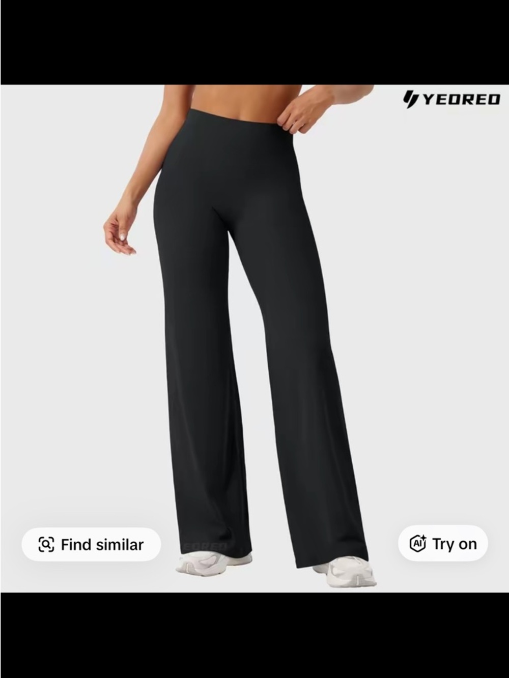 YEOREO Women’s High-Waist Black Straight-Leg Pants